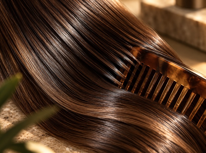 Cheveux bruns brillants